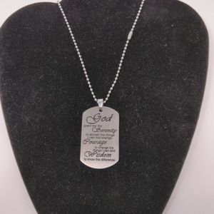 Women/Men Silver Serenity Pendant & Chain.